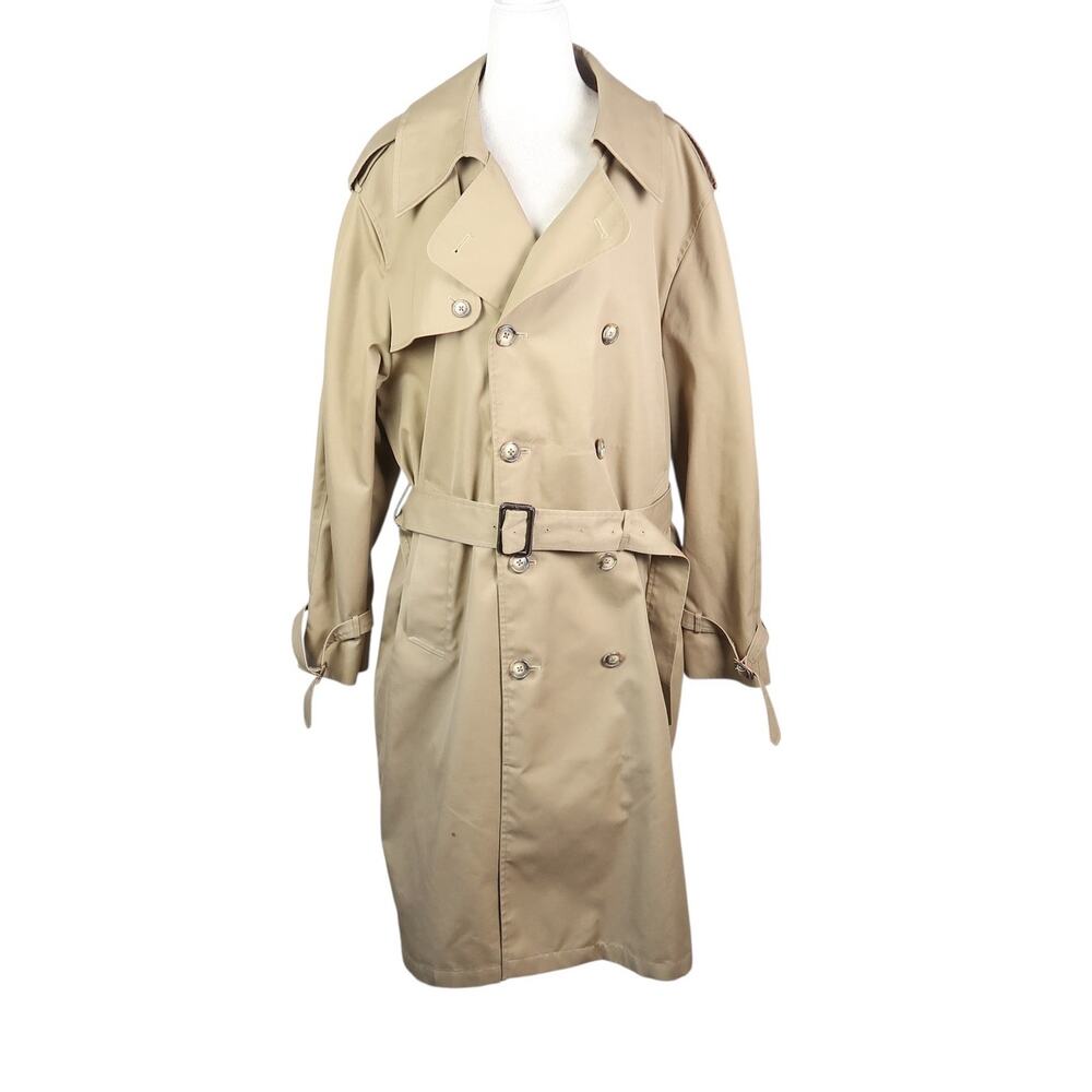 Vintage 90s Nordstrom Khaki Tan Mid-Length Trench Coat Mens 44R
